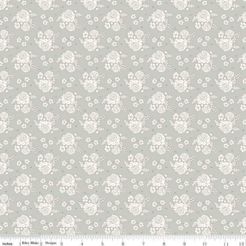 BloomBerry Petite Flowers C14602 Gray - Riley Blake Designs - Floral - Quilting Cotton Fabric