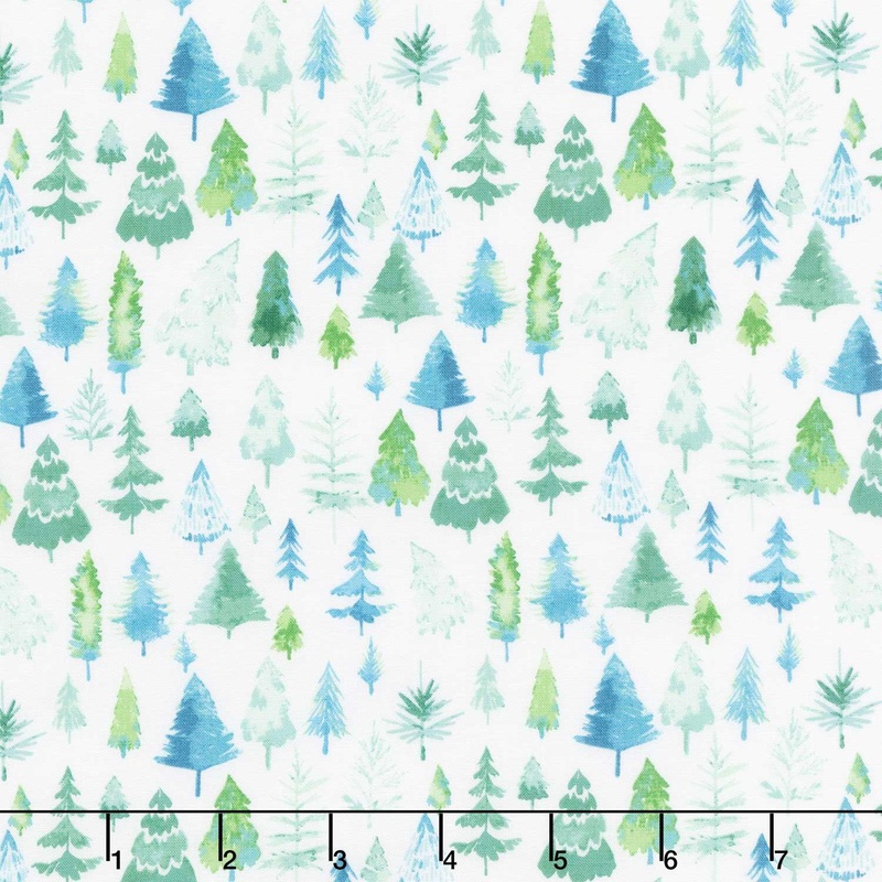 Santa Paws - Trees Teal Yardage