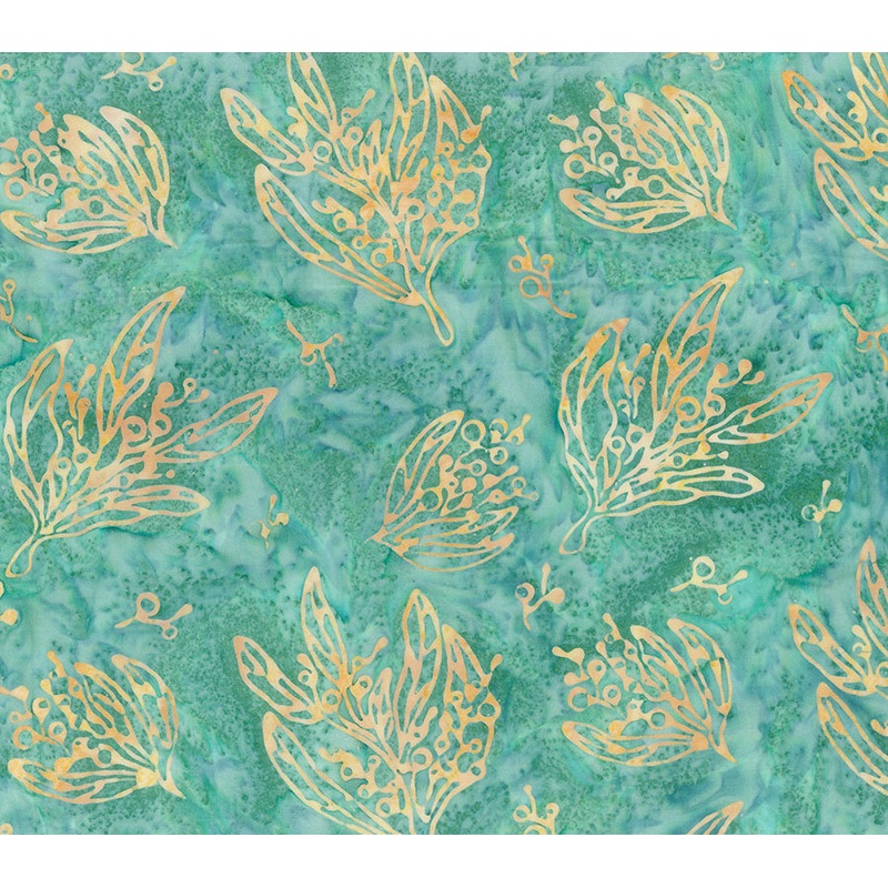 Sunburnt Country Batik Quilt Fabric - Wattle in Aquamarine - 83514-65