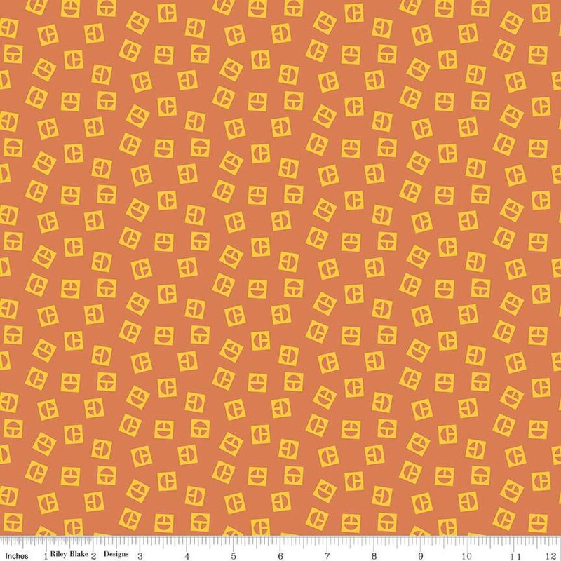 Vintage Caterpillar Logo Toss C13843 Orange - Riley Blake Designs - CAT Construction - Quilting Cotton Fabric - Licensed Product