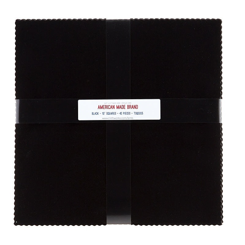 American Made Brand Cotton Solids Black 10" Squares