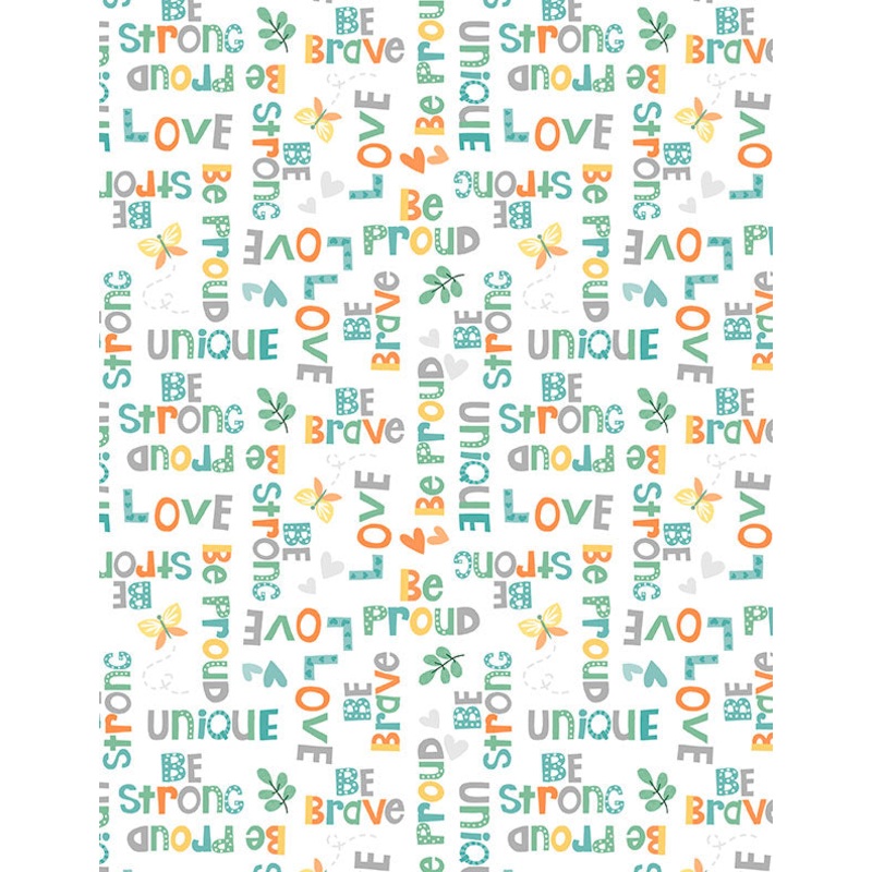 Safari Snuggles Quilt Fabric - Word Toss in White - 3073 42033 179
