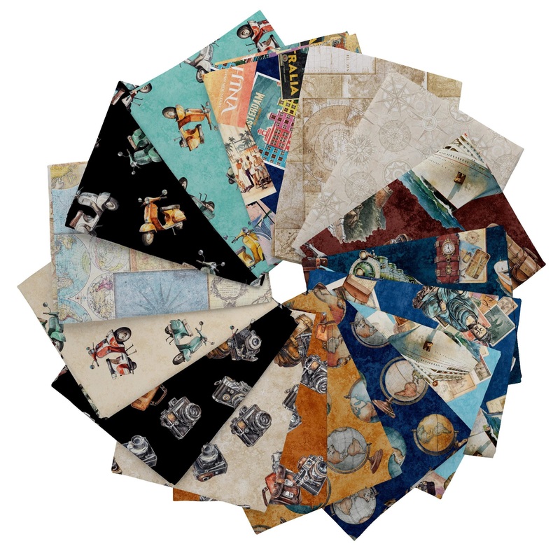 SALE Globetrotter Fat Quarter Bundle 16-Piece - QT Fabrics - Precut - Quilting Cotton Fabric