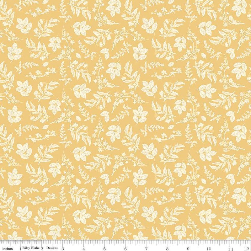 SALE Nature's Portrait Branches C15674 Yellow - Riley Blake Designs - Sprigs Leaves Leaf Plant - Quilting Cotton Fabric- Licensed Product