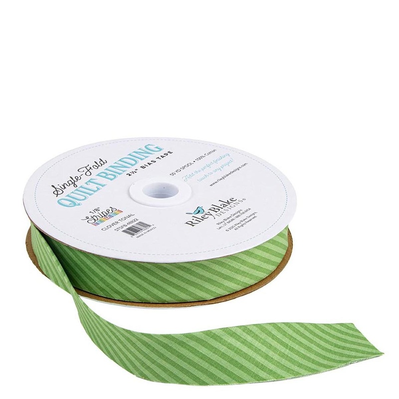 SALE Single-Fold Quilt Binding 1/8" Tonal Stripe STSFB-48822 Clover - Riley Blake Designs - 2 1/2" Bias Binding - by the yard