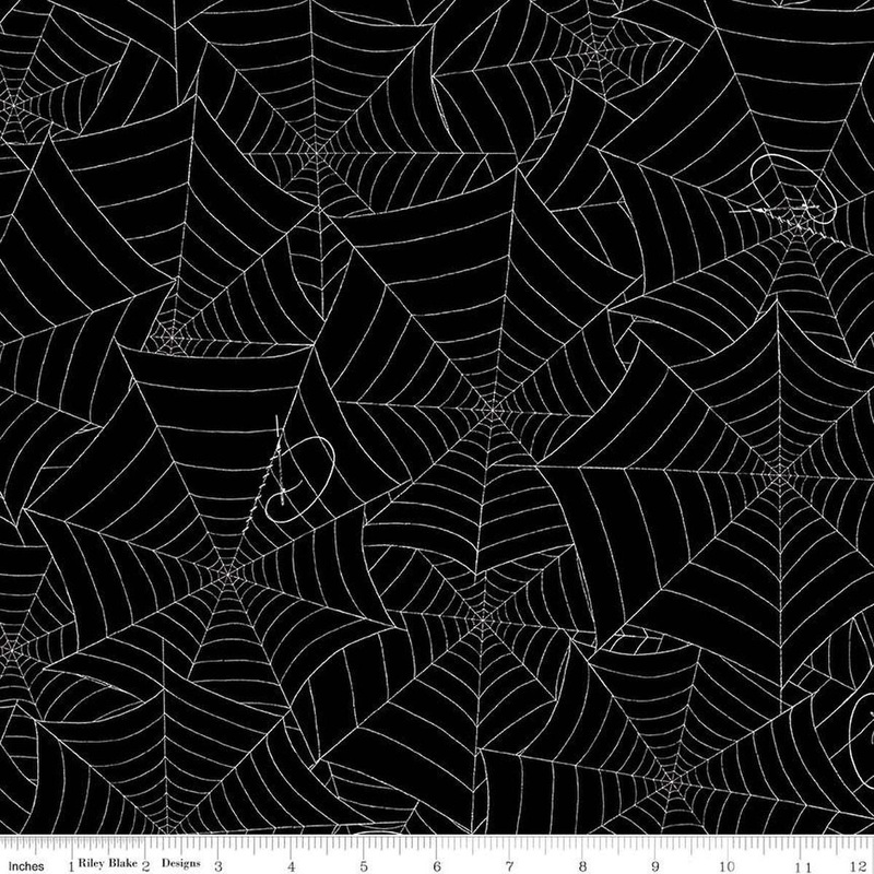2yd 19" End of Bolt - Costume Maker's Act II Web WIDEBACK WB16017 Black - Riley Blake - 108" - Halloween - Quilting Cotton Fabric