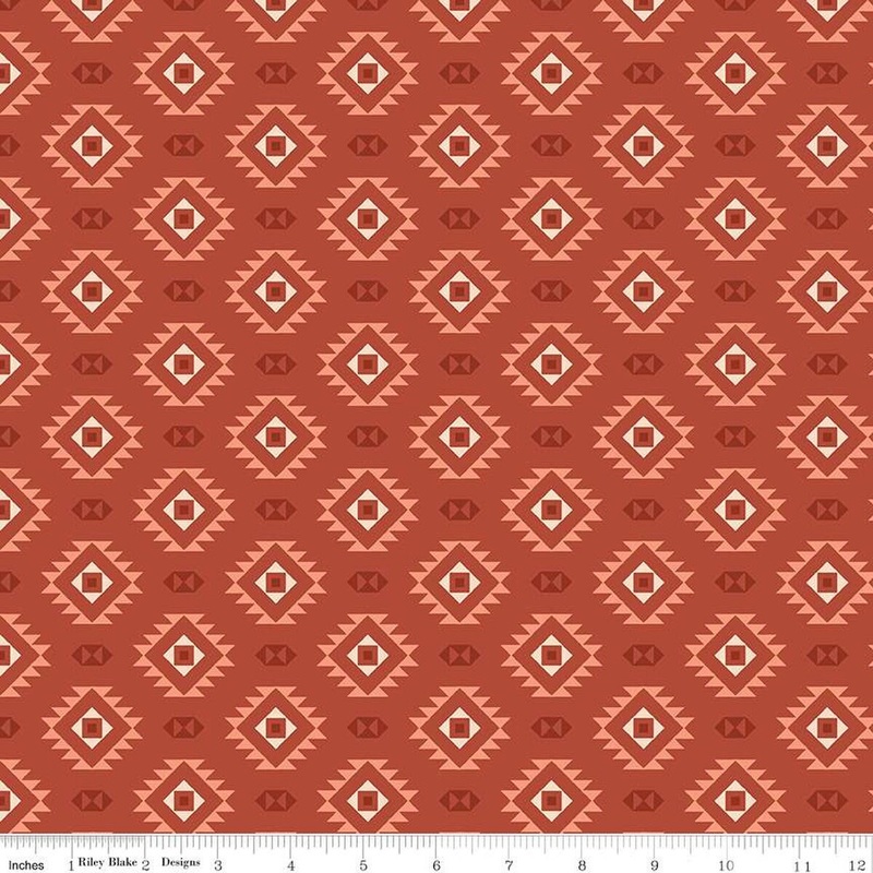 Santa Fe Motifs C13383 Rust - Riley Blake Designs - Geometric Southwest Southwestern - Quilting Cotton Fabric