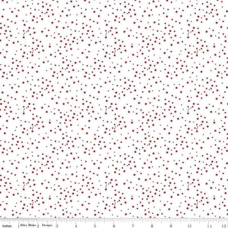 Stars & Stripes Forever Stars C15714 White - Riley Blake Designs - Small Scattered Star - Quilting Cotton Fabric