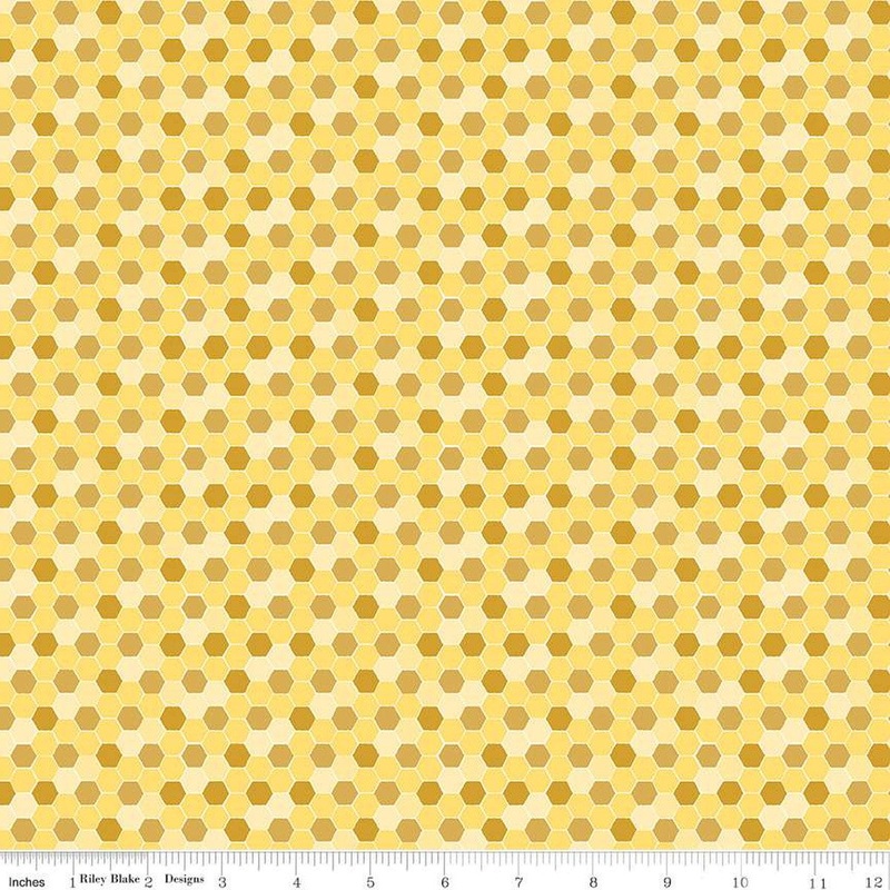 27" End of Bolt Piece - SALE Bumble & Bear Honeycomb C12674 Yellow - Riley Blake Designs - Hexagons Hexies - Quilting Cotton Fabric