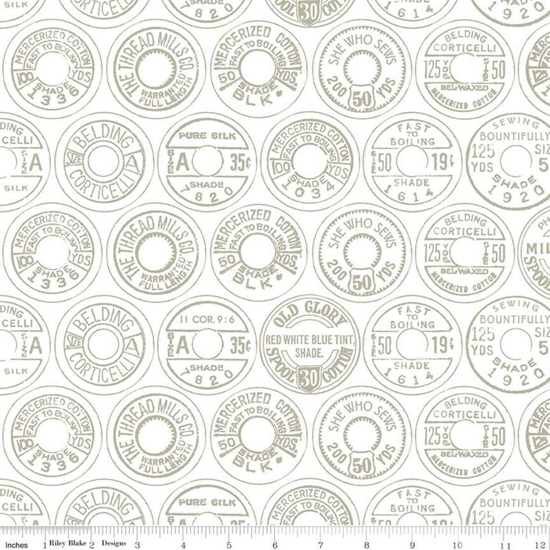 28" End of Bolt - SALE Best of She Who Sews Low Volume Spool Tops C11338 Gray - Riley Blake Designs - Sewing - Quilting Cotton Fabric