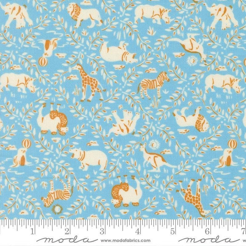 SALE Animal Park Fun Animal Crackers 20964 Sky - Moda Fabrics - Squares - Quilting Cotton Fabric