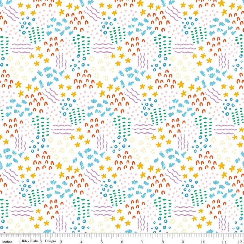 SALE Get Your Cray-on with Crayola Dense Doodle C15415 White - Riley Blake Designs - Squiggles - Quilting Cotton Fabric - Licensed Product