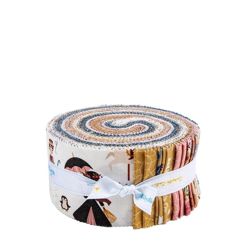 A Spoonful of Sugar 2.5" Rolie Polie Mary Poppins Fabric - RP-17080-40 - 40-Piece Precut - Riley Blake Quilting Cotton Fabric