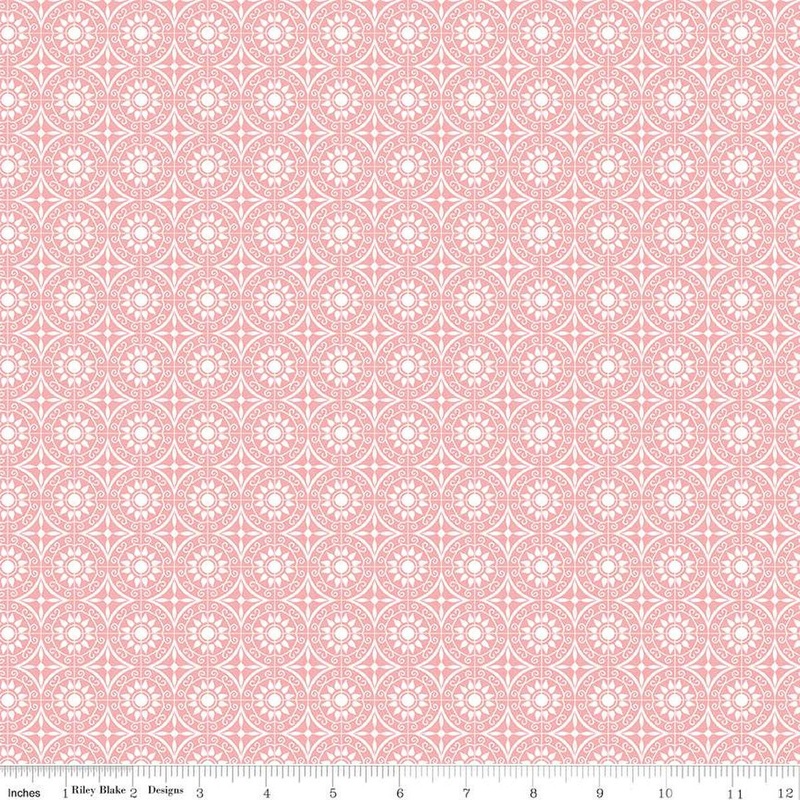 SALE Flour & Flower Tiles C14016 Rose - Riley Blake Designs - Geometric Medallions - Quilting Cotton Fabric
