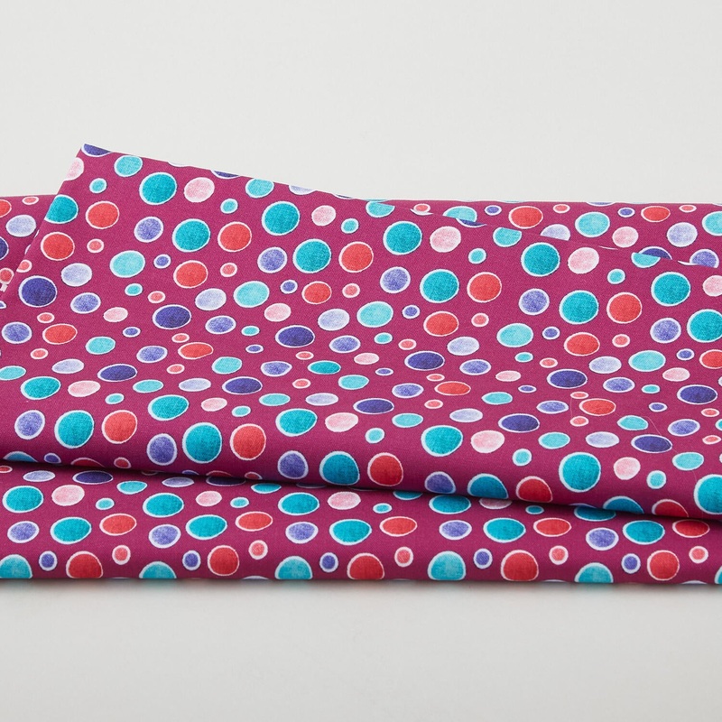 Sunshine Cats - Happy Dot Plum 2 Yard Cut