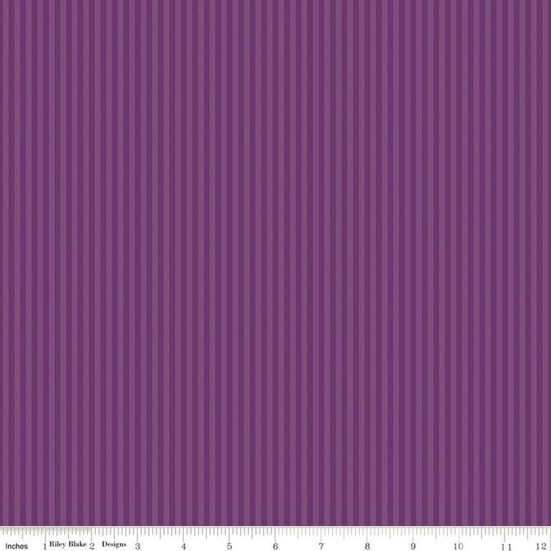 27" End of Bolt - SALE 1/8 Tonal Eighth Inch Stripe C500 Eggplant - Riley Blake Designs - Tone-on-Tone Small Striped - Quilting Cotton