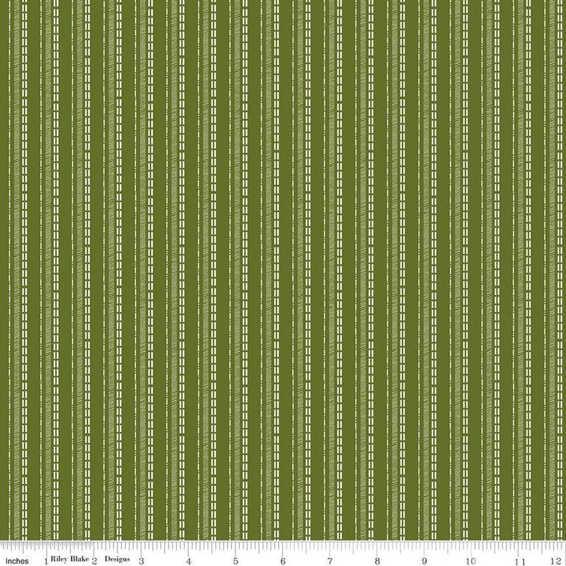 Adel in Winter Stripe C12262 Green - Riley Blake Designs - Christmas Stripes Striped - Quilting Cotton Fabric