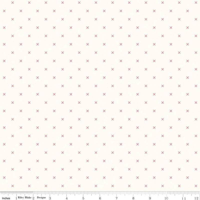 SALE Bee Backgrounds Cross Stitch C6381 Cayenne - Riley Blake Designs - Xs Off White - Lori Holt - Quilting Cotton Fabric