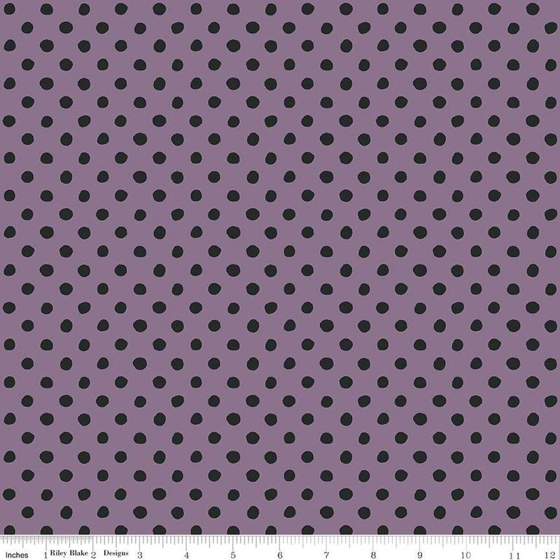 Trick or Treat Dots C15966 Plum - Riley Blake Designs - Irregular Varied Spots Circles Dot - Quilting Cotton Fabric