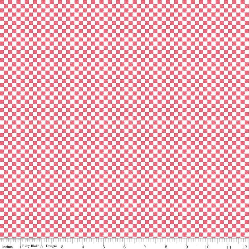 SALE Check Please! 1/4" Check Tea Rose Pink Checkered PRINTED Small Gingham Fabric - Riley Blake Quilting Cotton Fabric