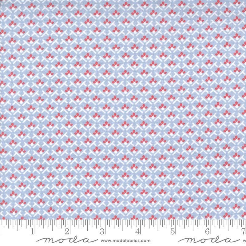 SALE Hollyhocks Roses Trellis 3054 Sky - Moda Fabrics - Blossoms Floral Flowers - Quilting Cotton Fabric