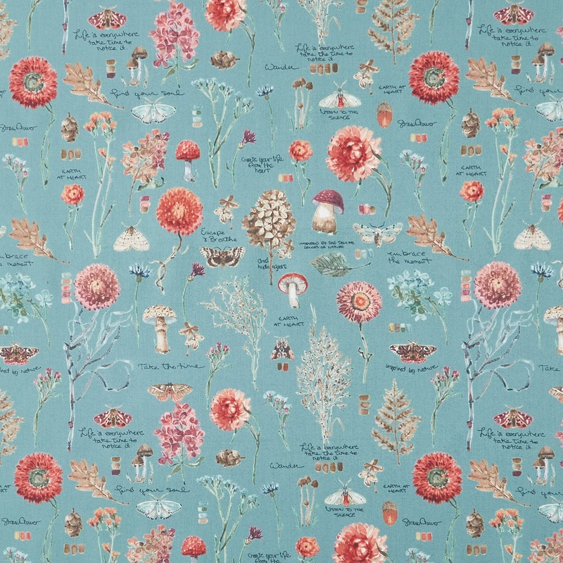 Season's Study - Floral and Foliage Teal Yardage