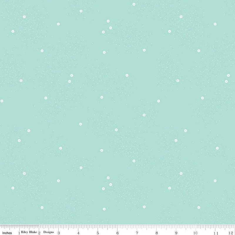 SALE Dainty Daisy C665 Songbird - Riley Blake Designs - Floral Flowers Pin Dots - Quilting Cotton Fabric