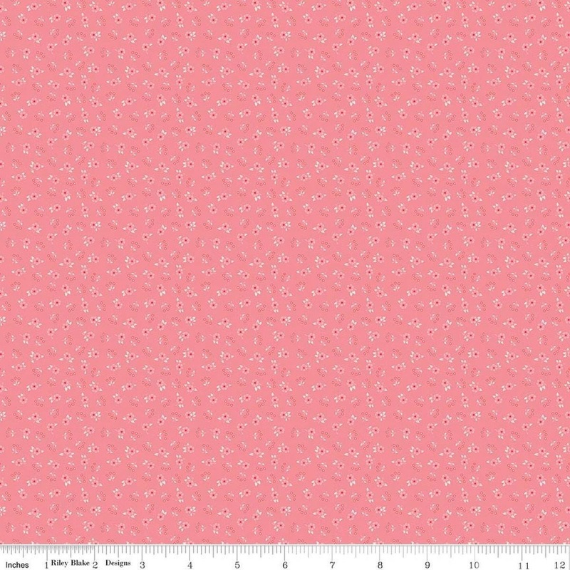 SALE Peach Cobbler Meadow Pink Floral Fabric - C17425 - Riley Blake Quilting Cotton Fabric