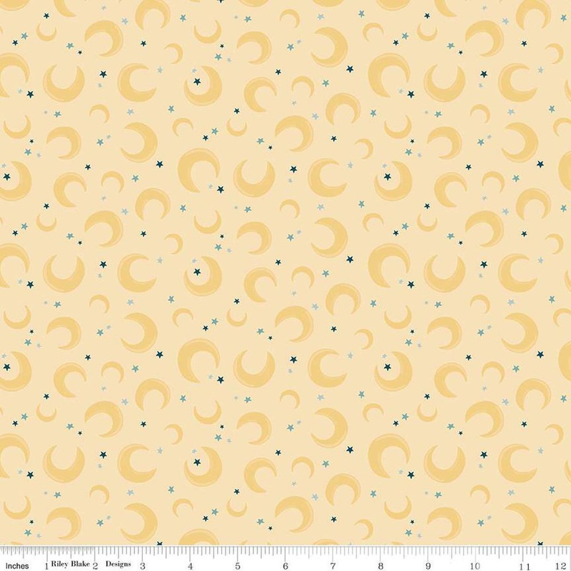 Baby Boy Moons C16762 Yellow - Riley Blake Designs - Space Stars Sky - Quilting Cotton Fabric