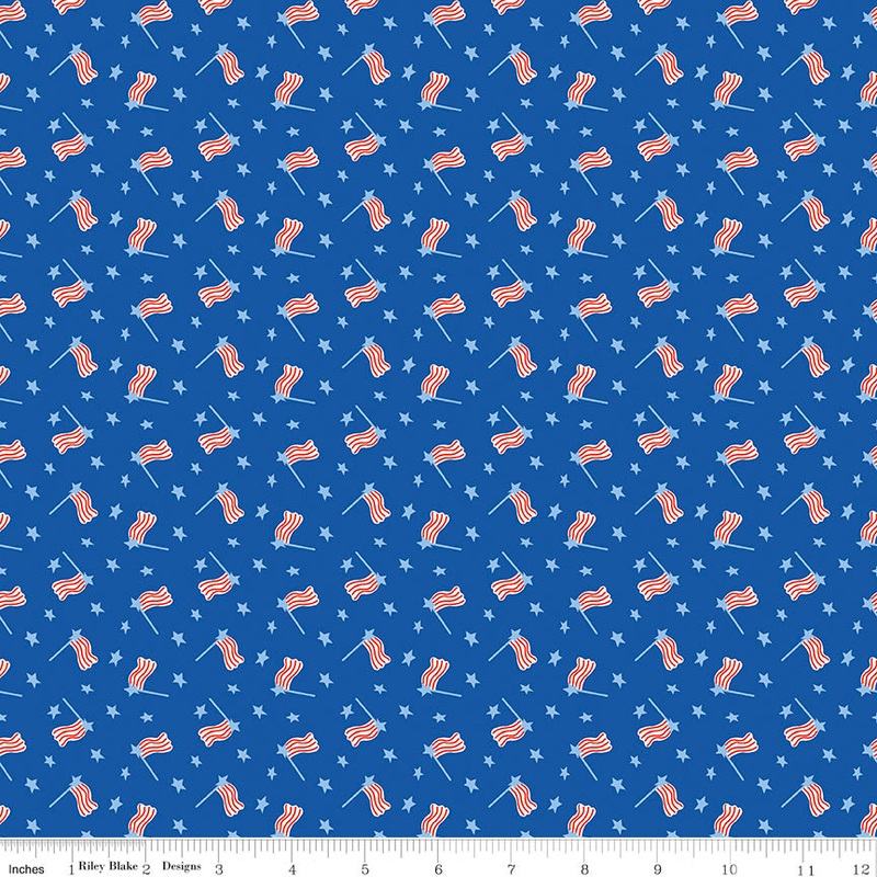 Red White & Bang! Royal Flags Yardage by Sandy Gervais for Riley Blake Designs