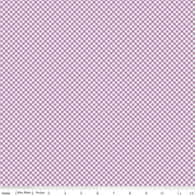 SALE Bee Ginghams Rebecca C12555 Plum - Riley Blake Designs - 1/8" PRINTED Gingham Diagonal Plaid Check - Lori Holt - Quilting Cotton Fabric