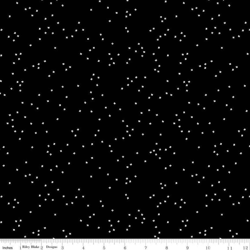 SALE Blossom Black - Riley Blake Designs - White on Black - Quilting Cotton Fabric