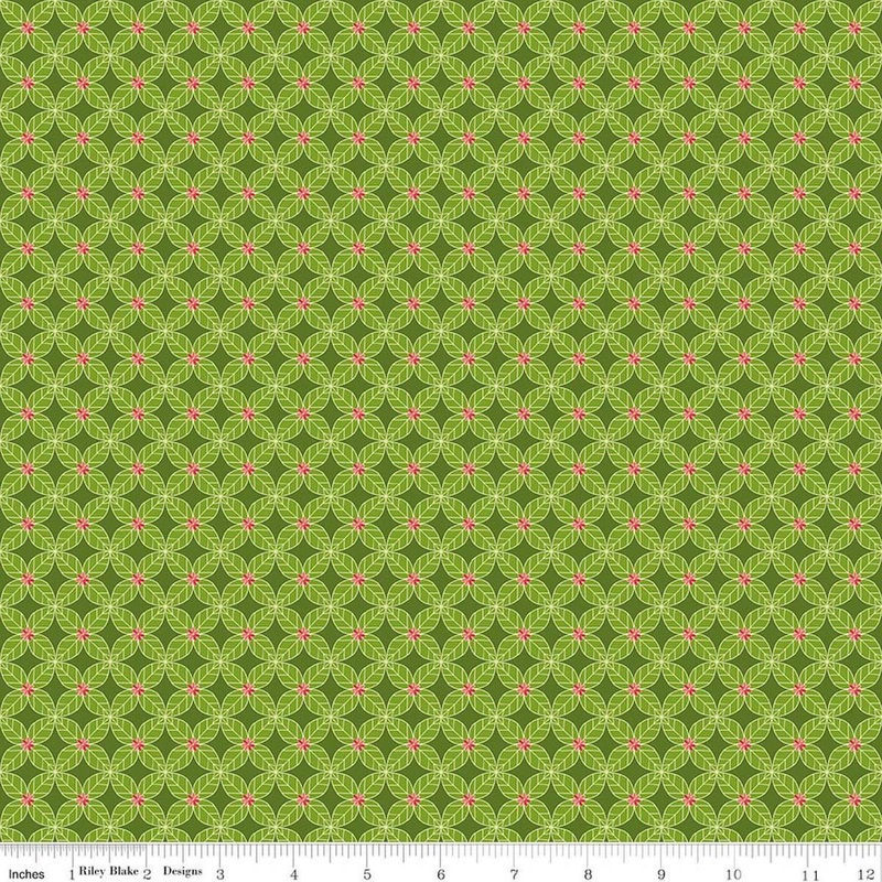 Awakening Petals C17105 Kiwi - Riley Blake Designs - Leaf Leaves Lattice Flowers Floral - Quilting Cotton Fabric