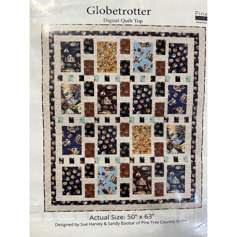 SALE Globetrotter Digital QUILT ToP - Sue Harvey Quilt Design - Globetrotter - QT Fabrics - Digital Quilt Top - Quilting Cotton