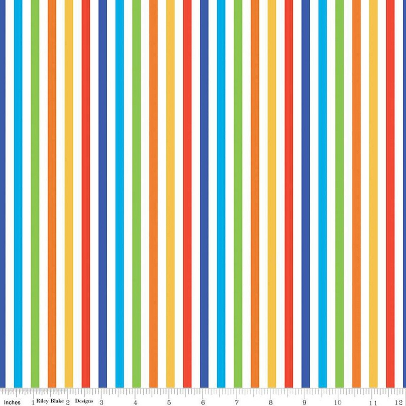 26" End of Bolt - FLANNEL Blast Solar Stripes F12594 Multi - Riley Blake Designs - 1/4" Stripe Striped - FLANNEL Cotton Fabric