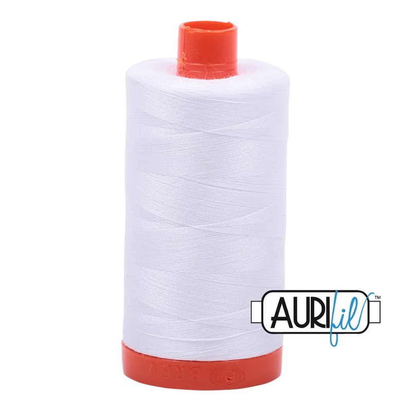 Aurifil 50 wt cotton thread, 1300m, White (2024)
