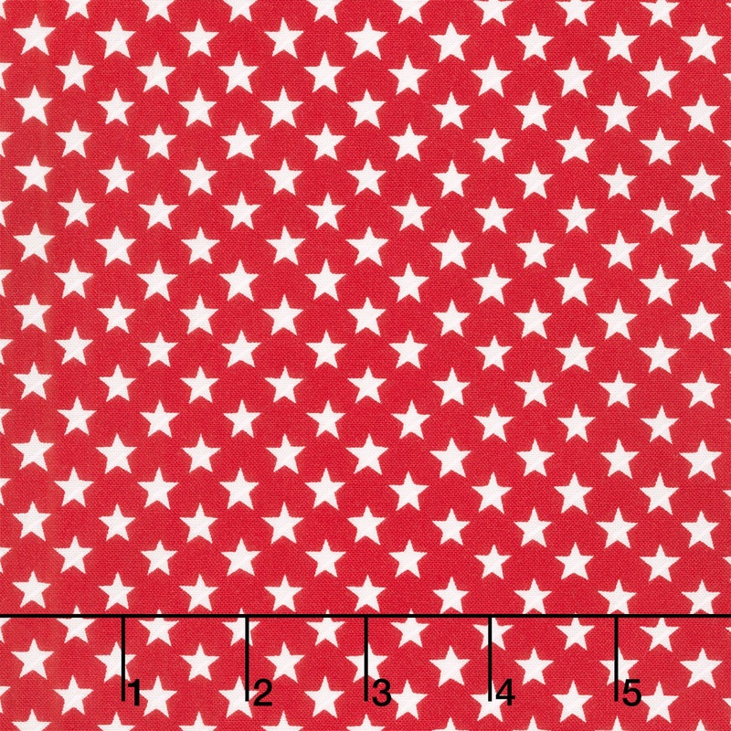 Red, White & Bloom - Stars In A Row Patriotic Poppy Yardage