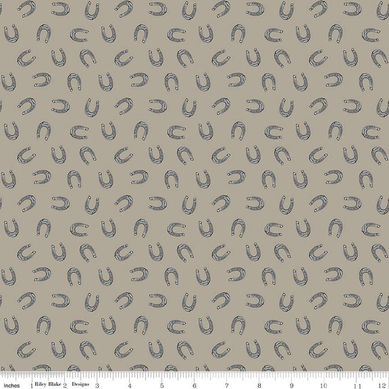 SALE Cowboys Horseshoes C15497 Khaki - Riley Blake Designs - Western Tossed Horse Shoes - Quilting Cotton Fabric