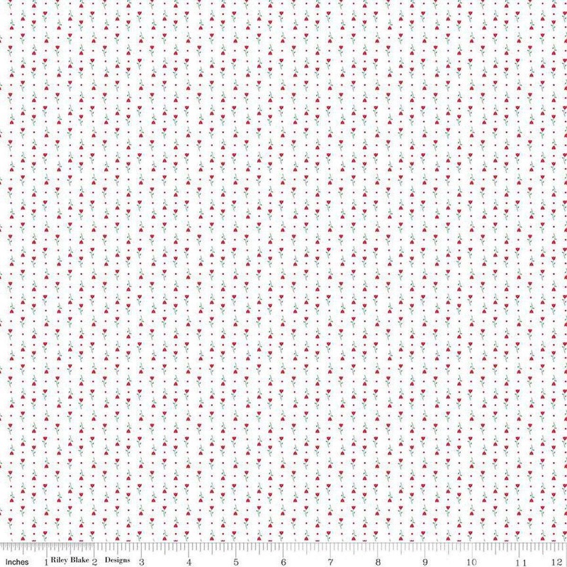 SALE Hush Hush 5 Tiny Tulips C16956 - Riley Blake Designs - Floral Flowers Leaf Leaves Dots - Quilting Cotton Fabric
