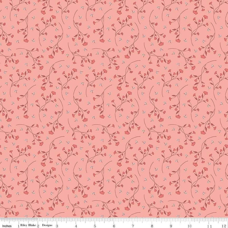 SALE Melody Vines C15144 Apricot - Riley Blake Designs - Floral Flowers Leaves - Quilting Cotton Fabric