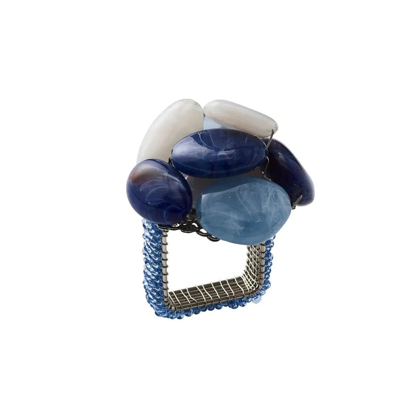 Sea Stone Napkin Ring Navy