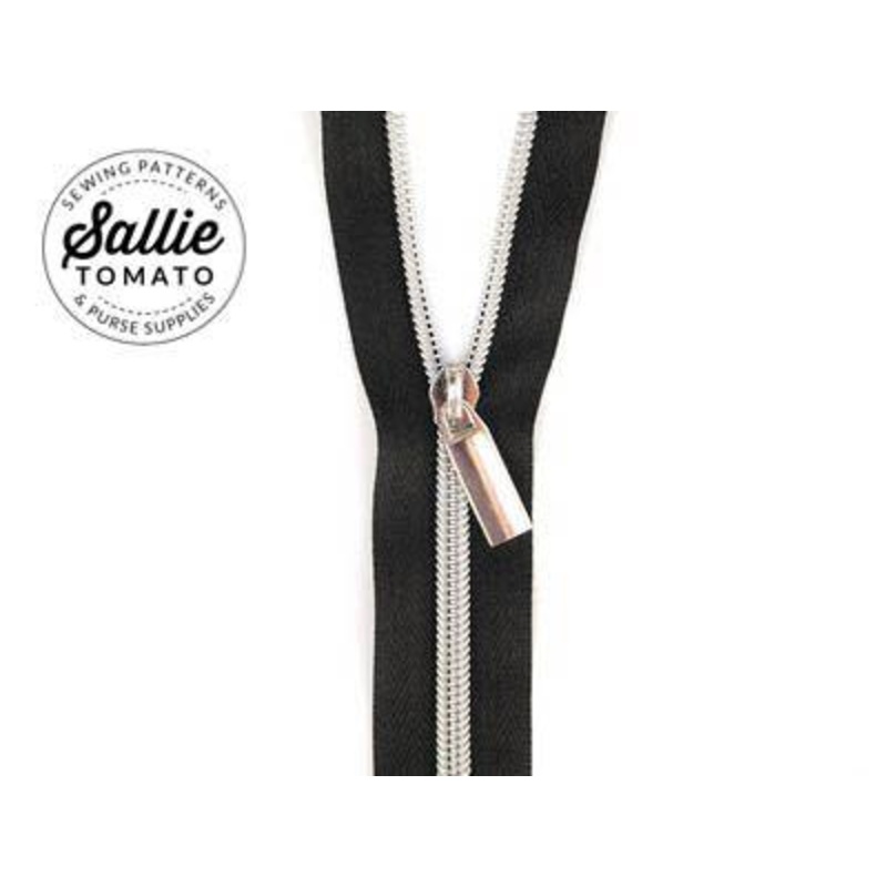 Zipper by the Yard-Black Tape/Nickel Finish