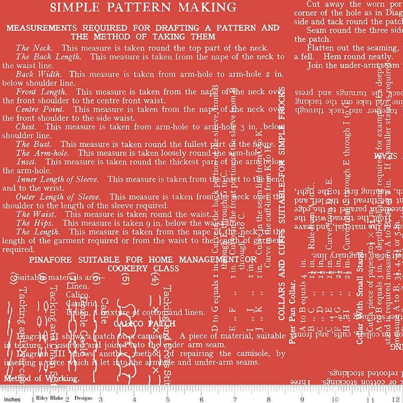 3-Yard Cut - SALE Sew Text WIDEBACK WB13870 Red - Riley Blake Designs - Sewing Themed Text - Quilting Cotton Fabric