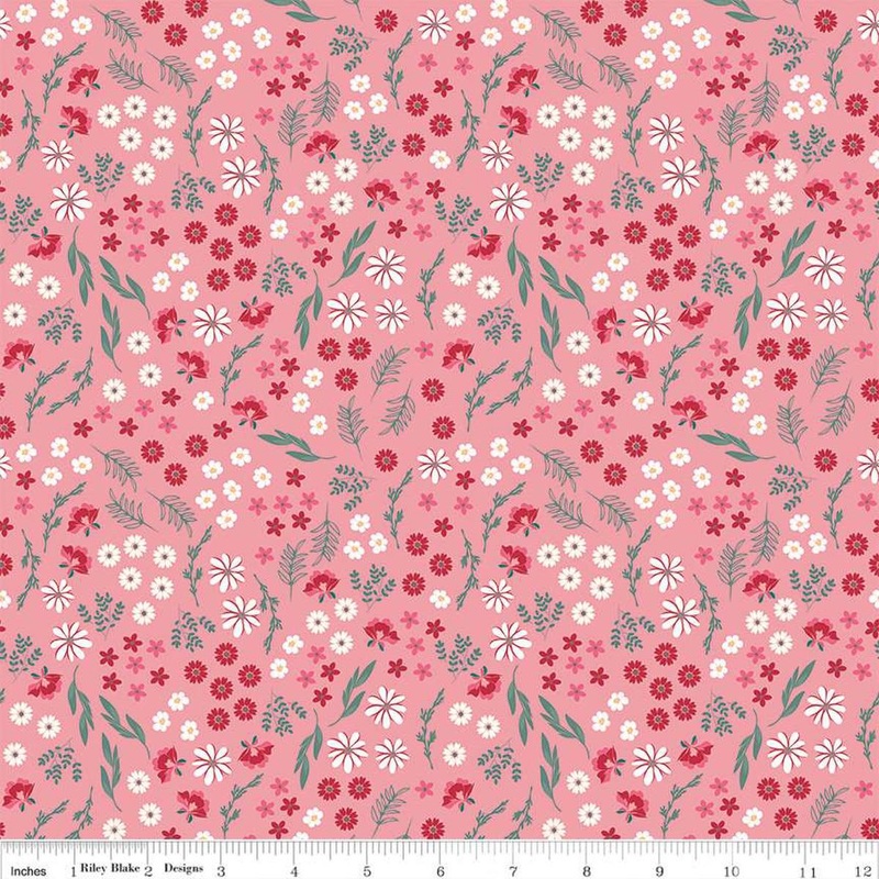 Berry Market Bouquets C15744 Peony - Riley Blake Designs - Flowers Floral Leaves Leaf - Quilting Cotton Fabric