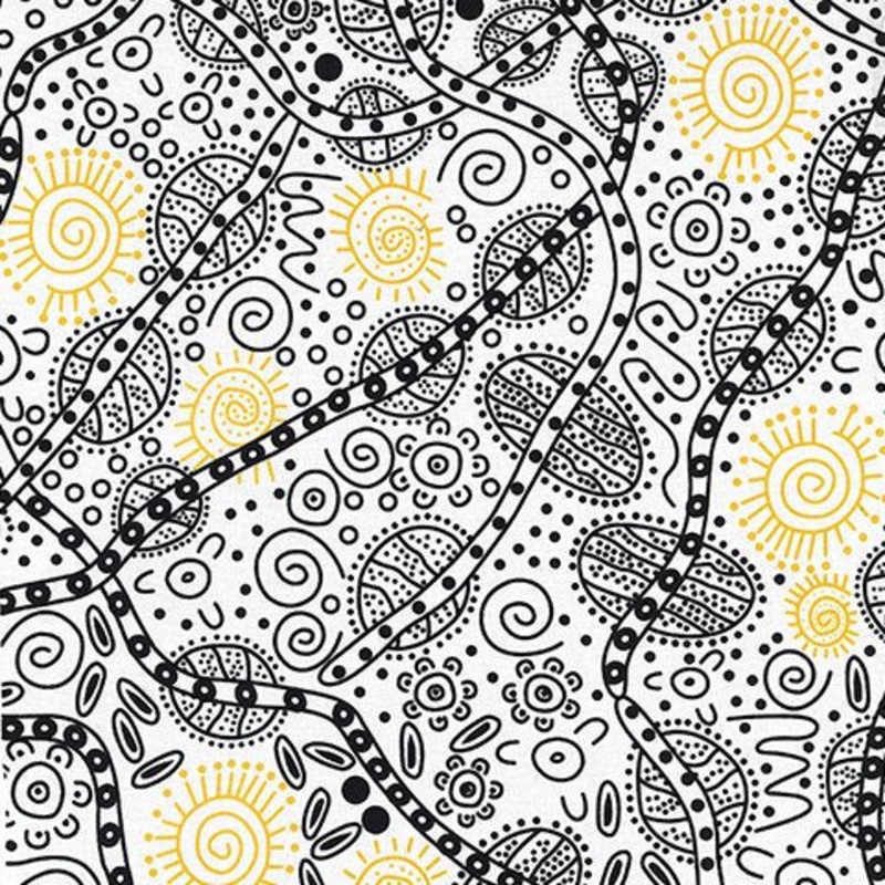 Last chance one yard cut Bush Tucker White by M&S Textiles Australia Sold by the Half Yard