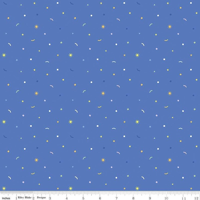 SALE New Box of Crayons Confetti C16514 Blue - Riley Blake Designs - Scattered Lines Shapes - Quilting Cotton Fabric - Licensed Product