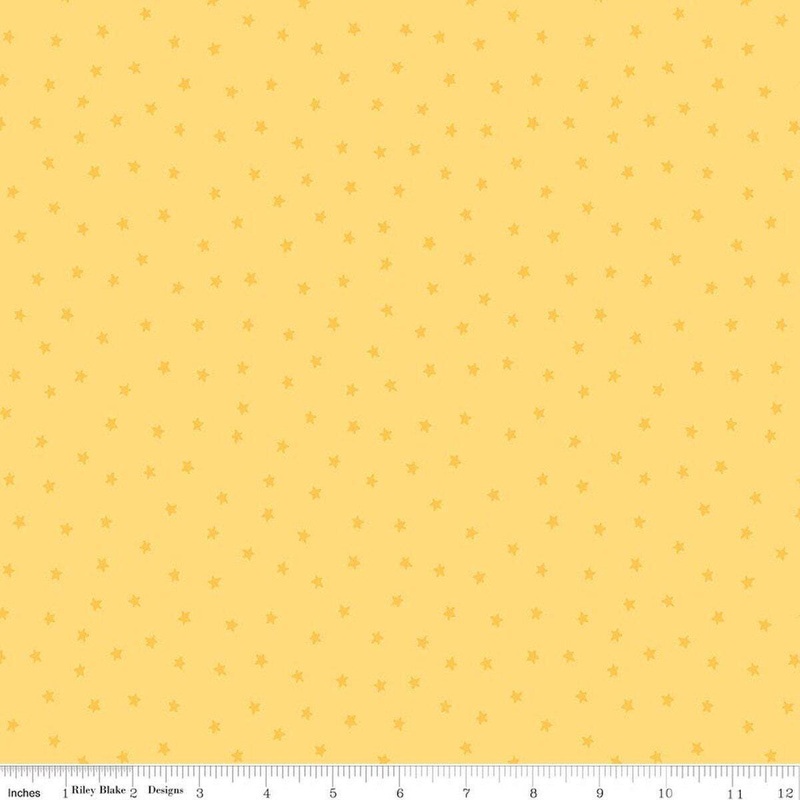Sew America Star Toss Yellow Tone-on-Tone Stars Patriotic Fabric - C17354 - Riley Blake Quilting Cotton Fabric