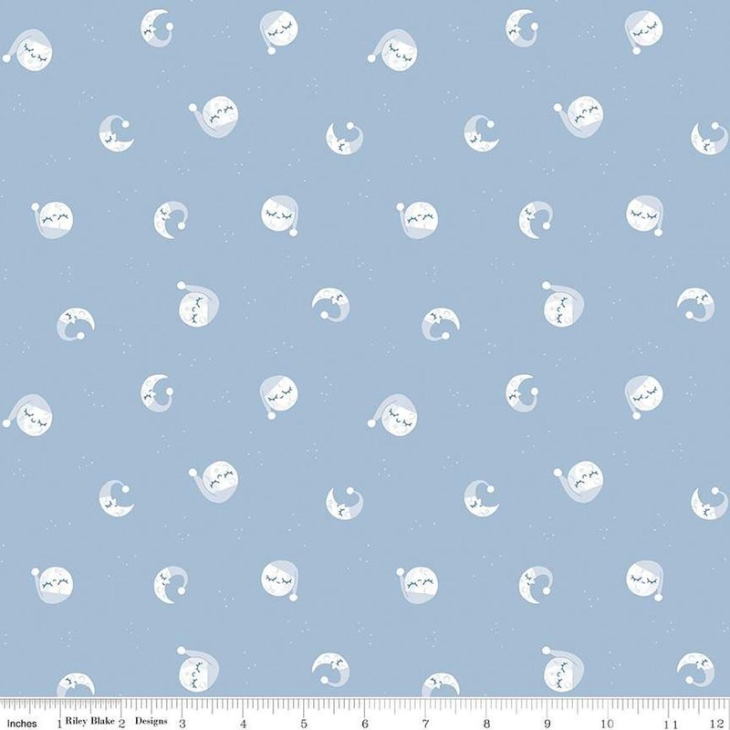 Twinkle Little Star Goodnight Moon C16302 Blue - Riley Blake Designs - Scattered Moons Hat Night Sky - Quilting Cotton Fabric