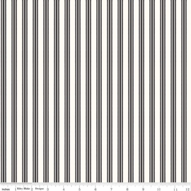 SALE 27" End of Bolt - Midnight Meadow Stripes C15323 Cream by Riley Blake Designs - Ticking Stripe - Quilting Cotton Fabric