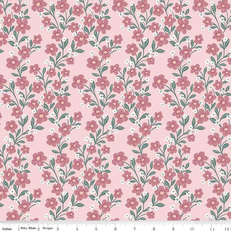 SALE Buds & Butterflies Trailing Bliss C15351 Blush - Riley Blake Designs - Floral Flowers Vines - Quilting Cotton Fabric